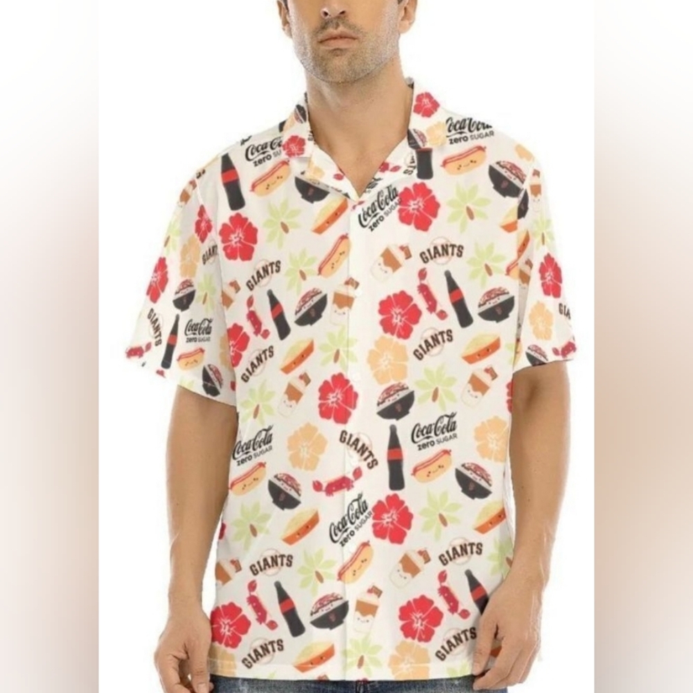 2023 San Francisco SF Giants Foodie Coca Cola Hawaiian Shirt Stadium Giveaway M.